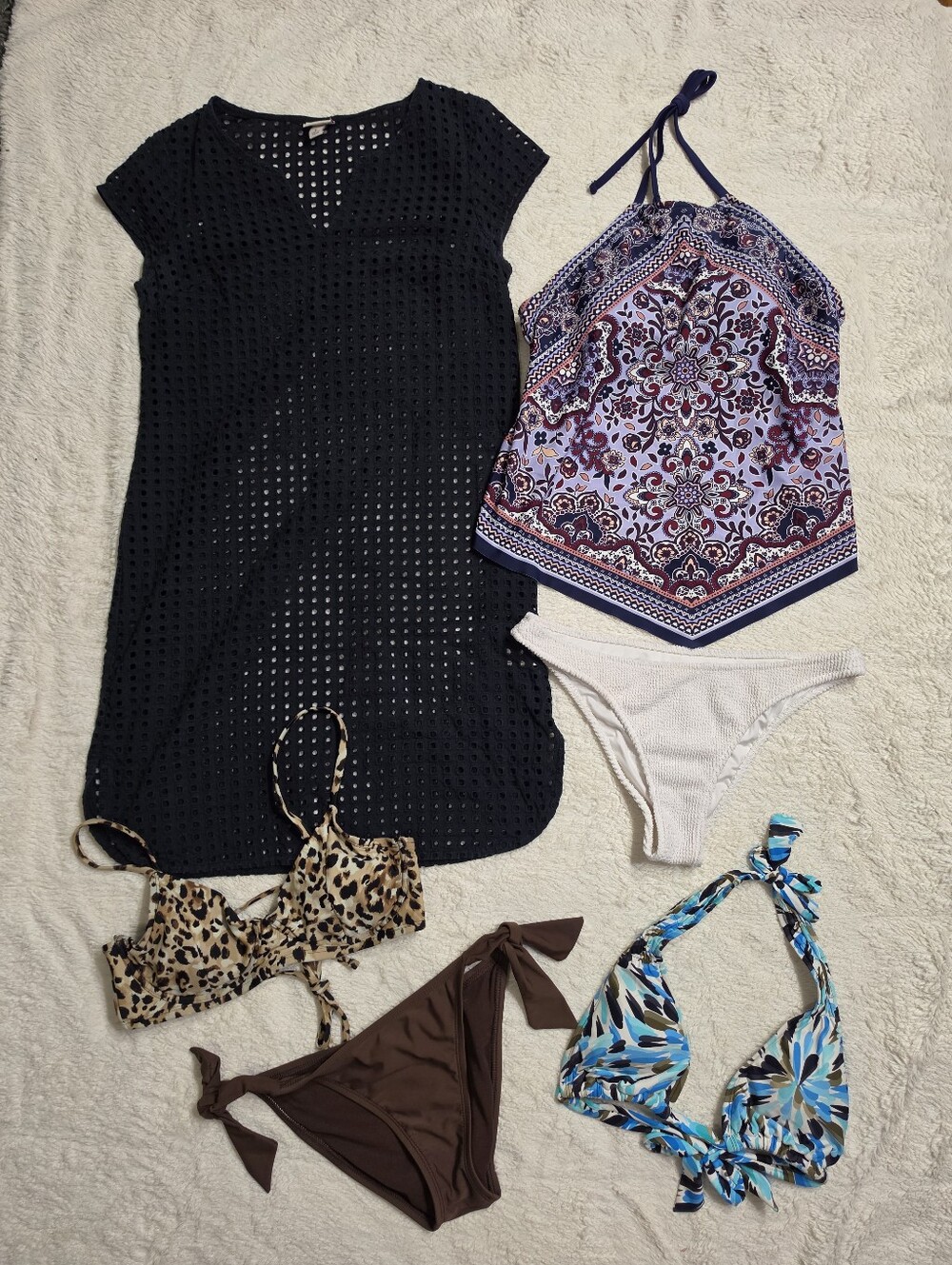 Lot Of 6 Bikini Swim Separates Cover-up Tankini Animal Print Geometric Sz Small